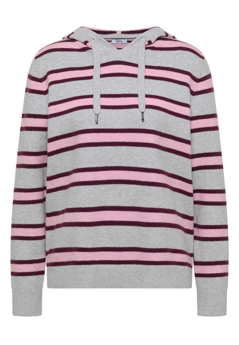 Langarm Pullover mit Kapuze und Streifen