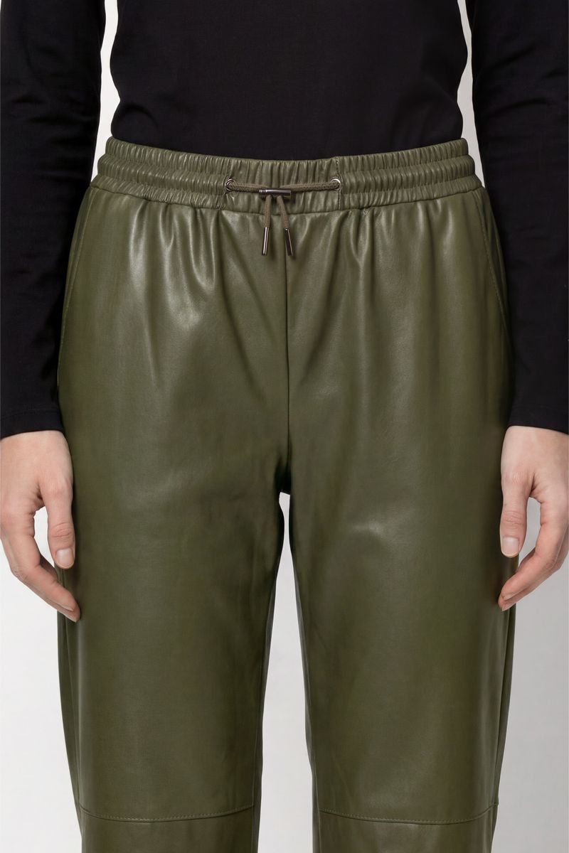 Wide Leg Hose mit Lederoptik
