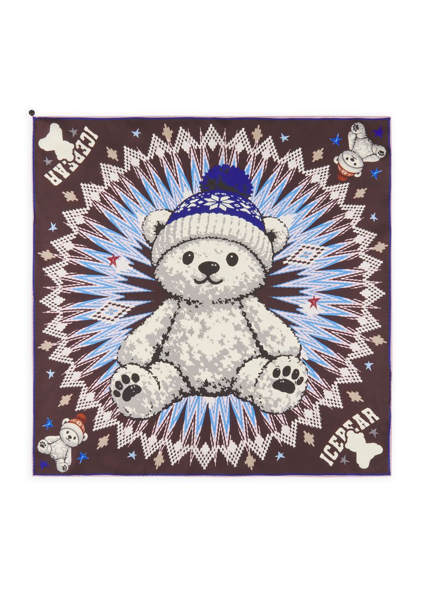 Luxuriöses Nicki Tuch aus reiner Seide mit Teddy-Motiv