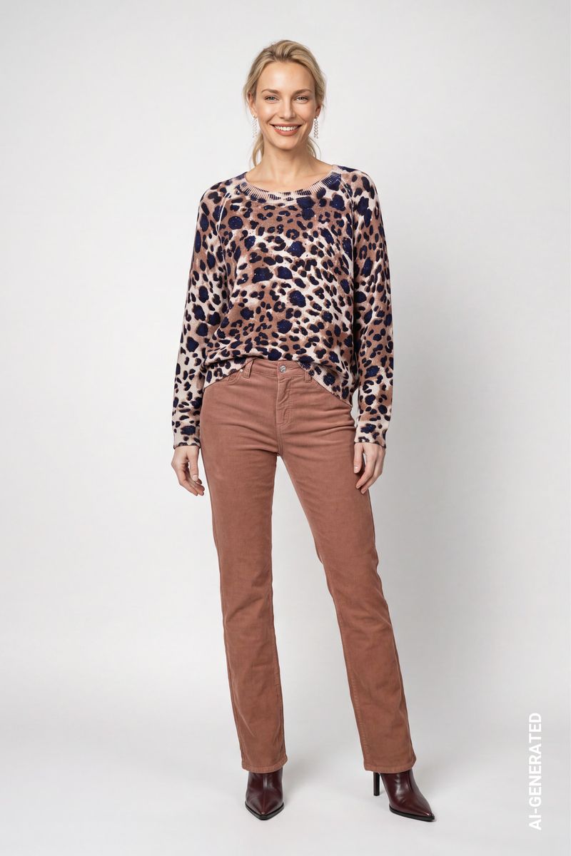 Strickpullover im Leopardenmuster