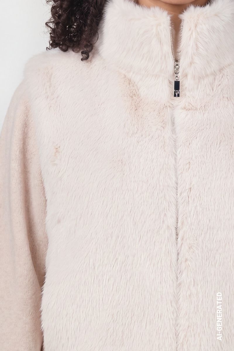 Strickjacke mit Kunstfell