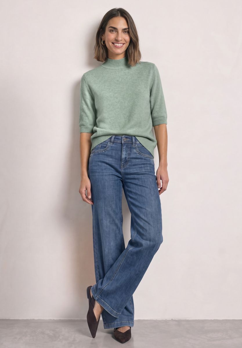 Kurzarm Pullover mit Turtle Neck