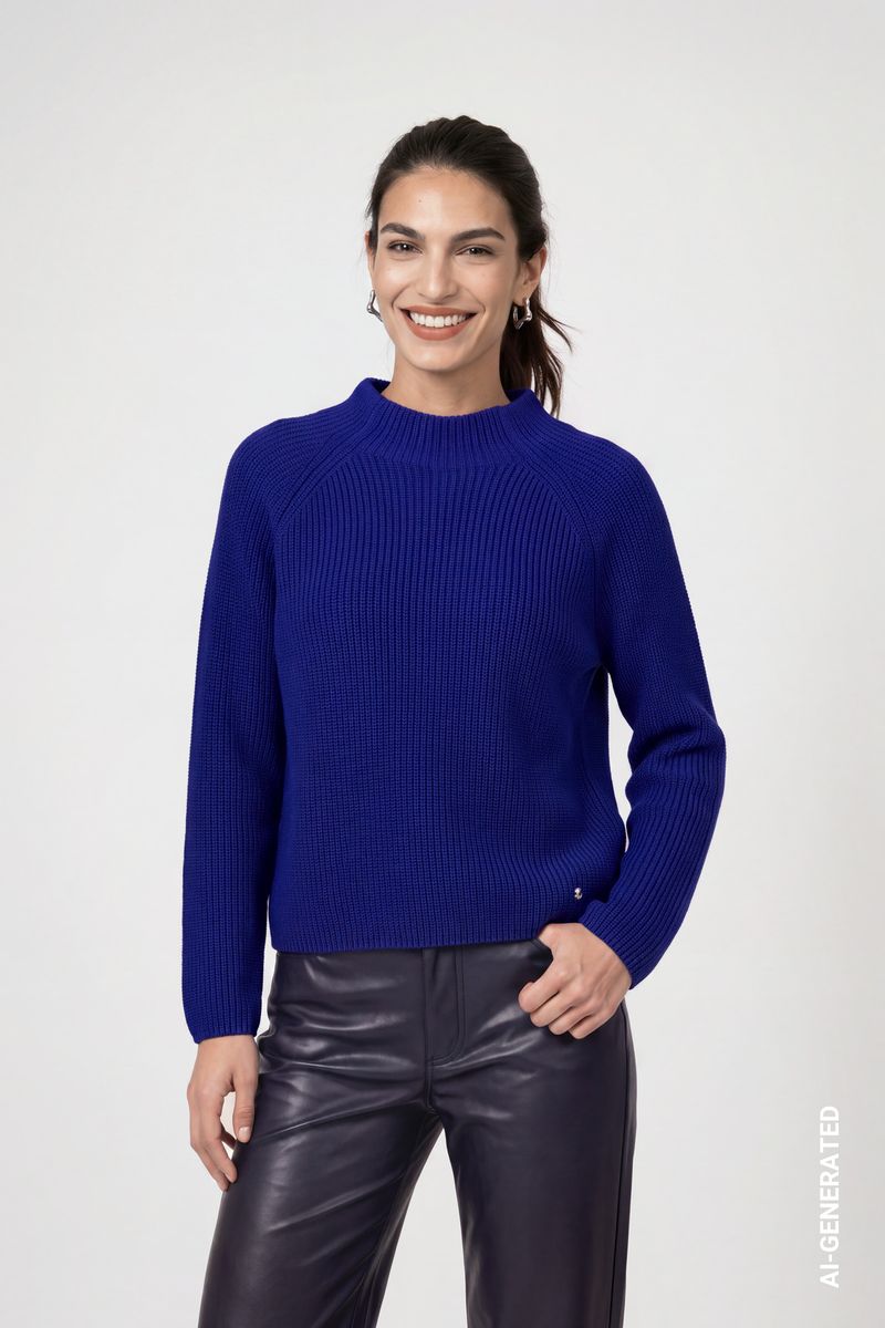 Strickpullover mit Stehkragen