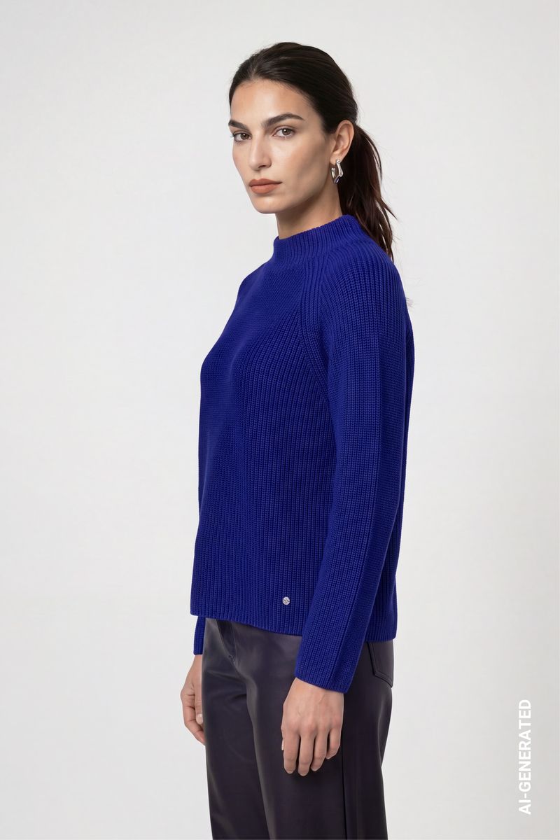 Strickpullover mit Stehkragen