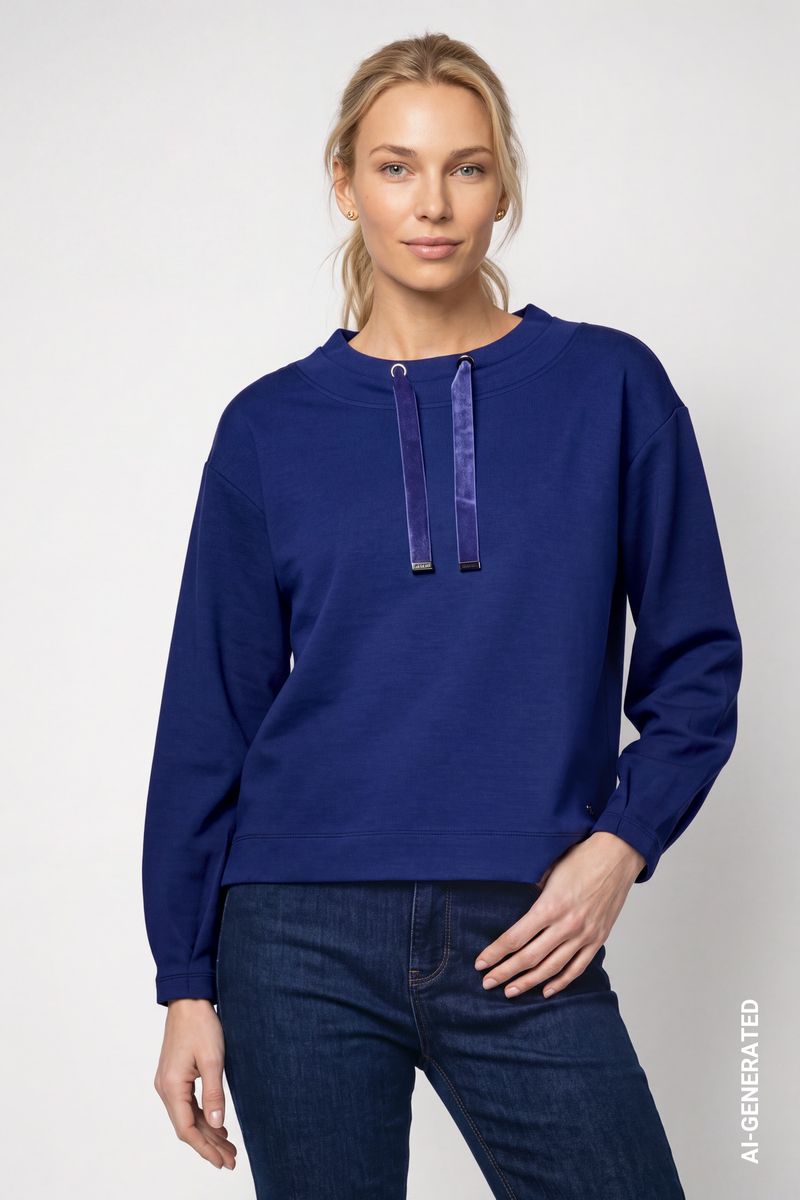 Sweatshirt mit samtigen Bindeband