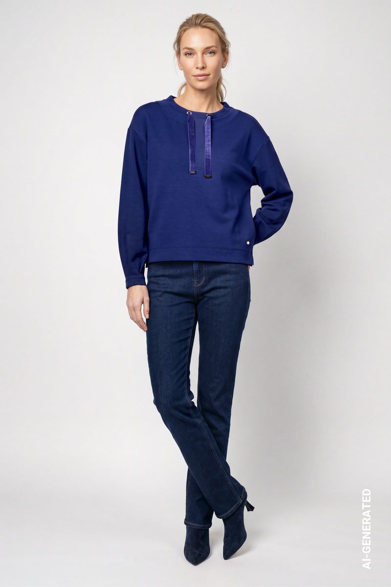 Sweatshirt mit samtigen Bindeband