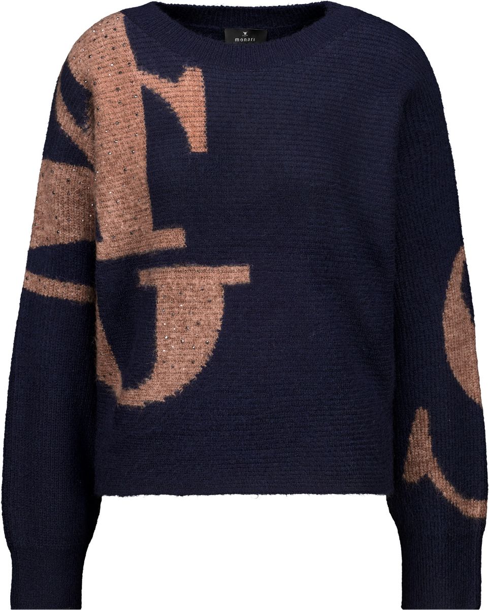Strickpullover mit Buchstaben-Intarsie-Muster