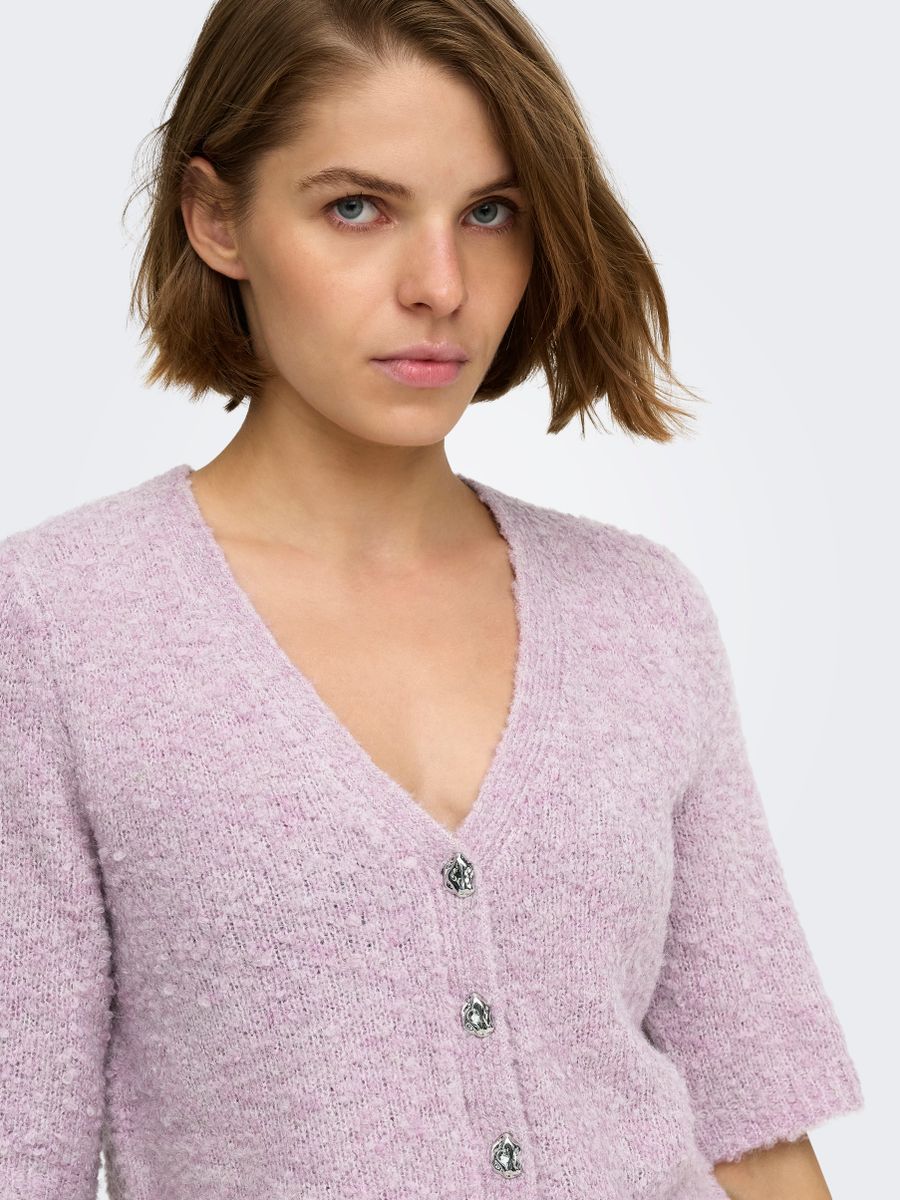ONLBOUBLE SS V-NECK BUTTON CARDI KNT