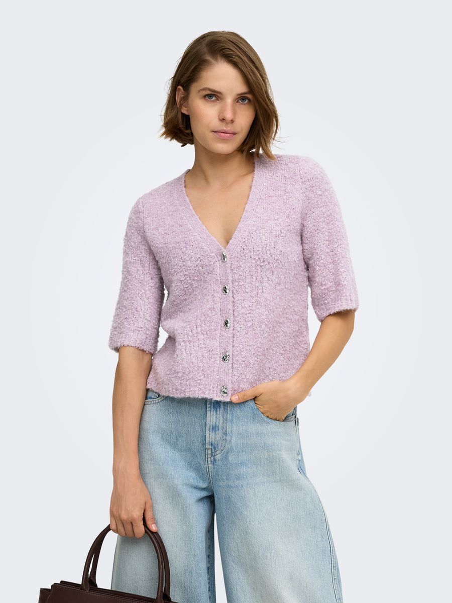 ONLBOUBLE SS V-NECK BUTTON CARDI KNT