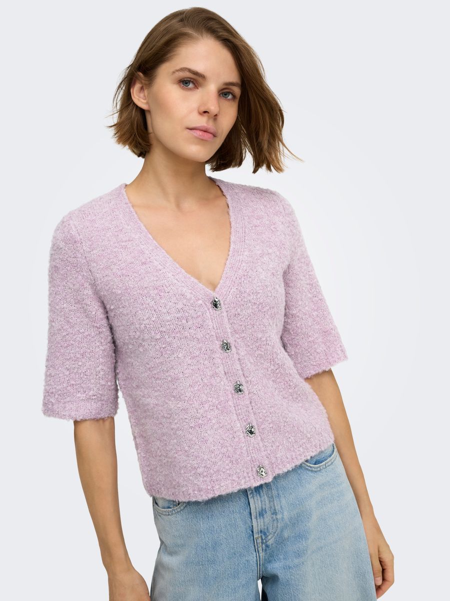 ONLBOUBLE SS V-NECK BUTTON CARDI KNT