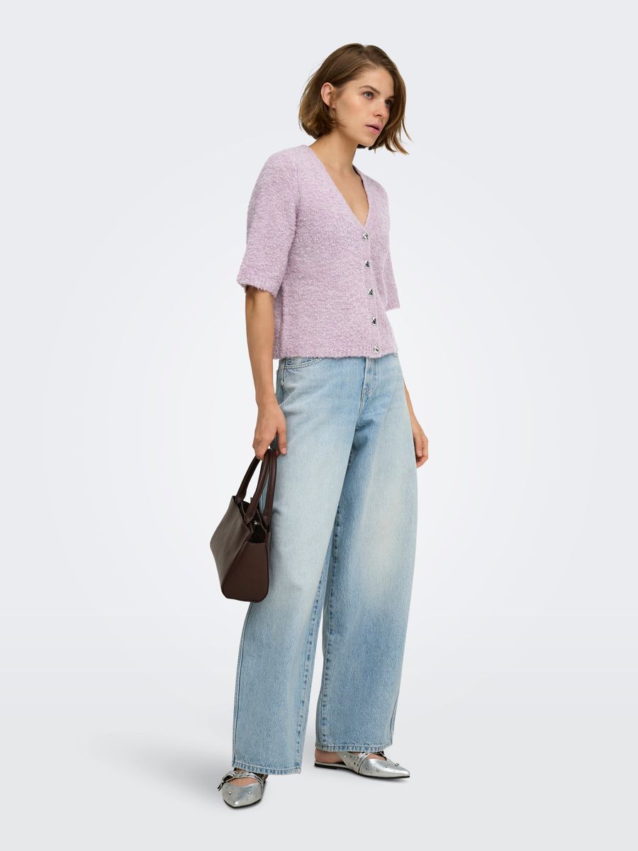 ONLBOUBLE SS V-NECK BUTTON CARDI KNT