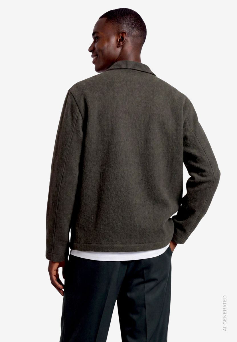 Herren Strickjacke aus Bouclé mit Hemdkragen