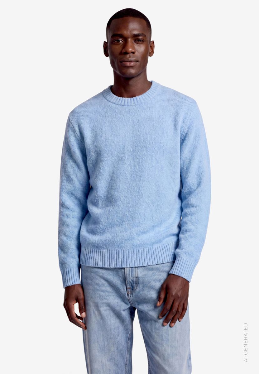 Herren Pullover aus Bouclé mit Rundhalsausschnitt