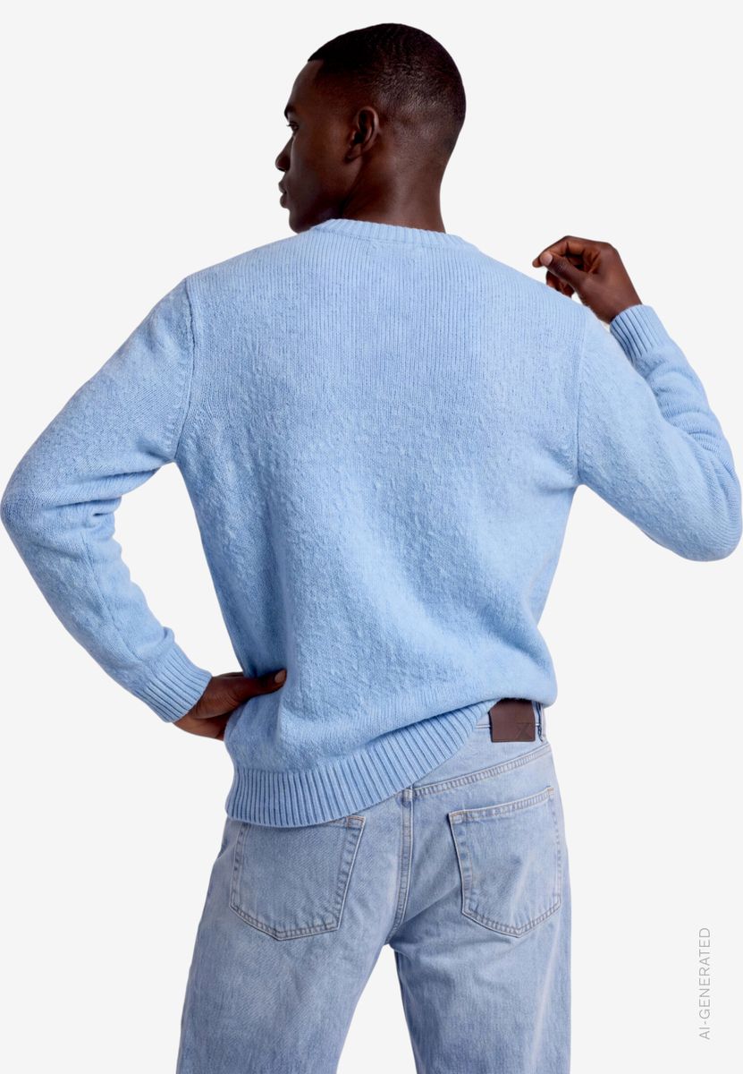 Herren Pullover aus Bouclé mit Rundhalsausschnitt