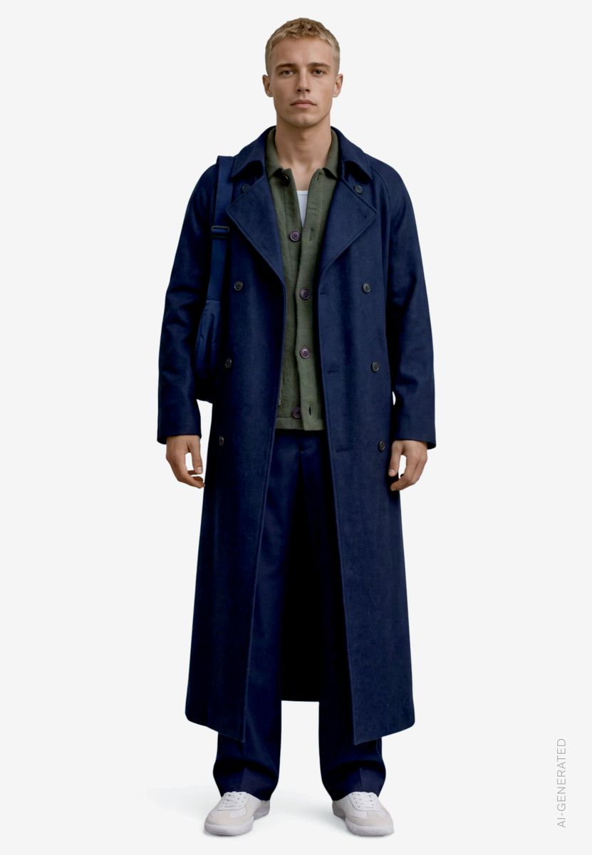 Herren Trenchcoat lang mit Bindegürtel