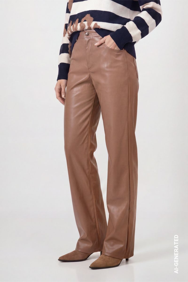 Kunstleder Wide-Leg-Hose