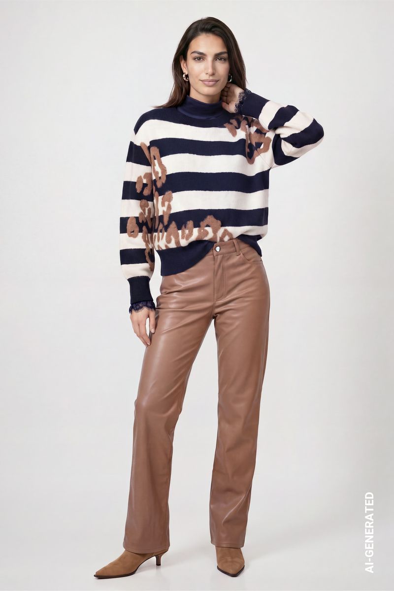 Kunstleder Wide-Leg-Hose