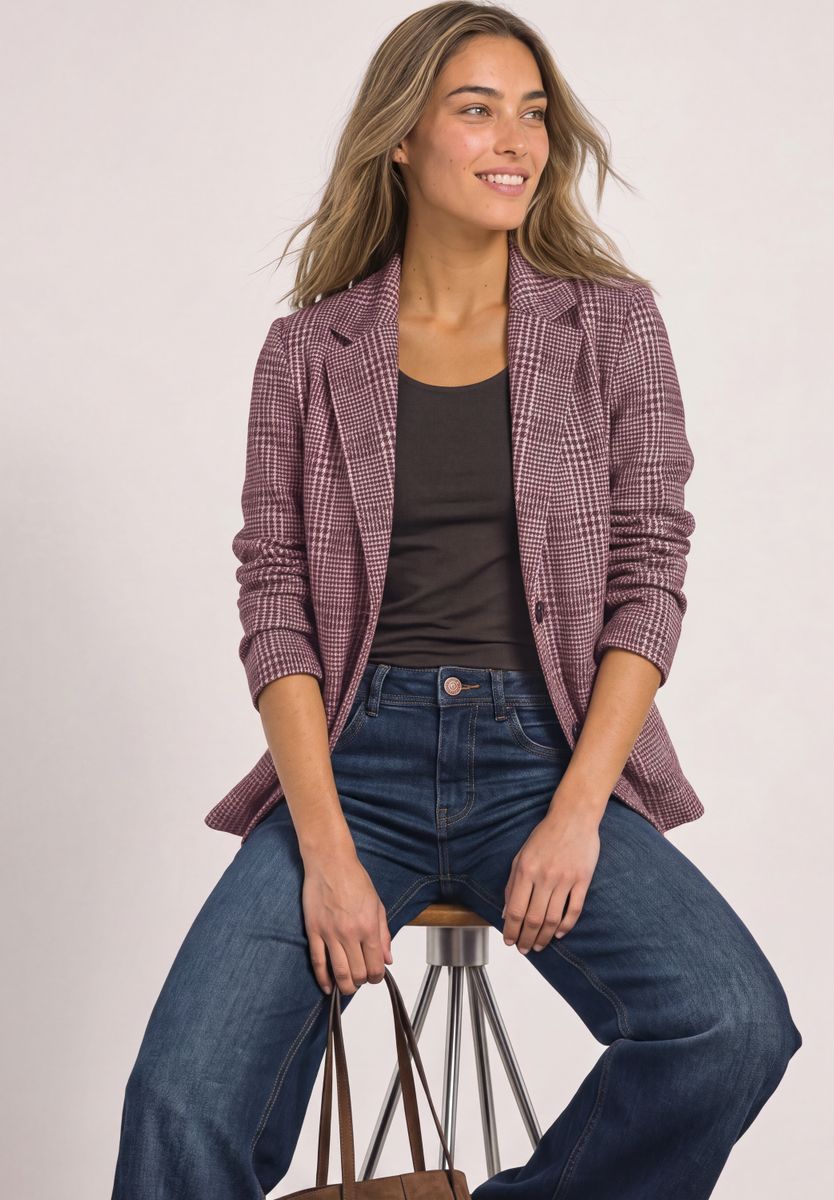 Blazer mit Karomuster und Knöpfen