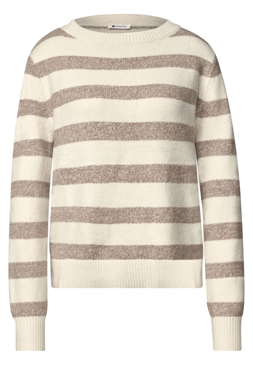 Pullover mit Boat Neck und Streifen
