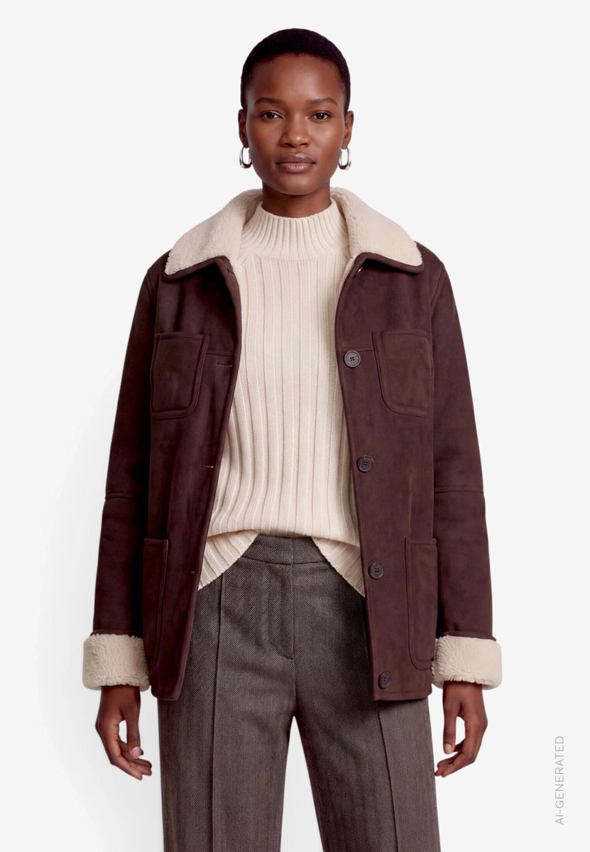 Damen Jacke in Velourslederoptik