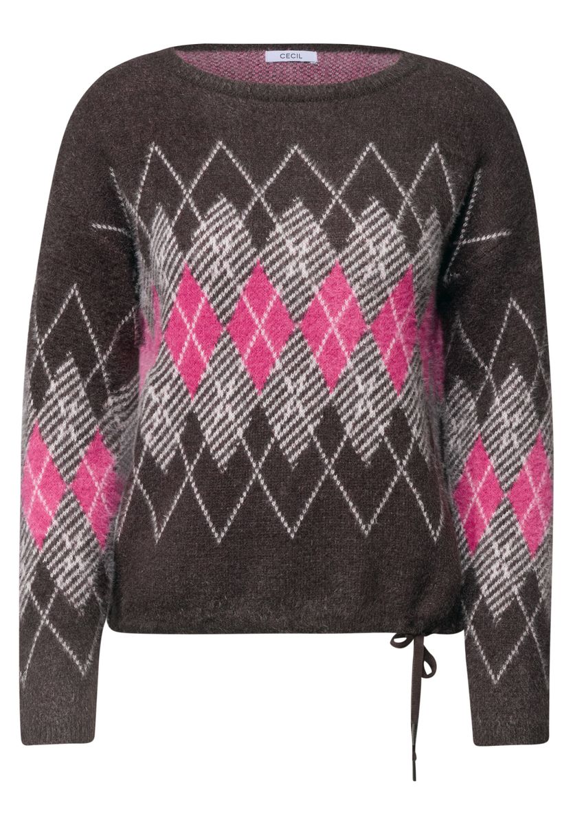 Federgarn Pullover mit Argyle-Muster