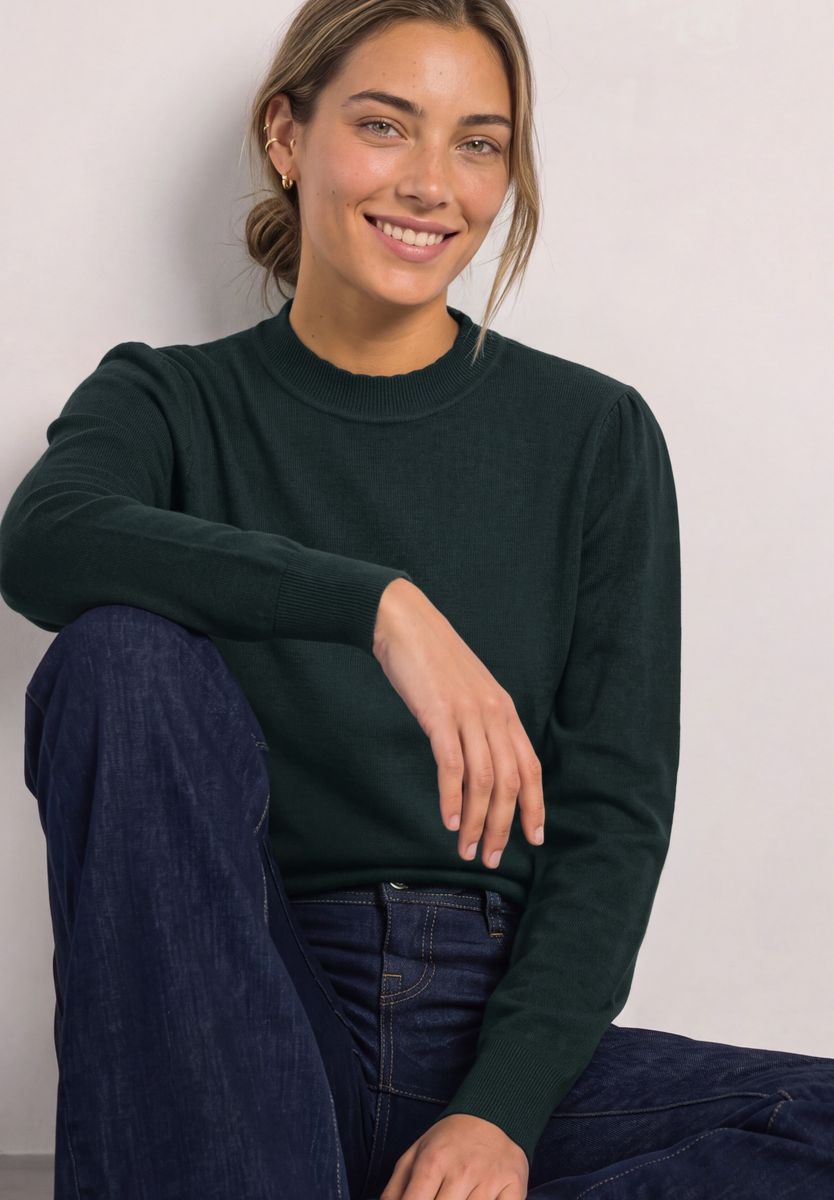 Langarm Pullover mit Turtle Neck und Raffung