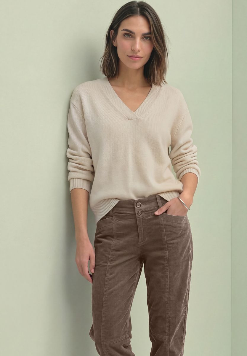 Barrel Leg Hose aus Cord im Casual Fit