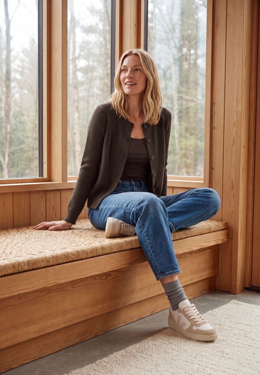 Cardigan mit Rundhals und Knopfleiste