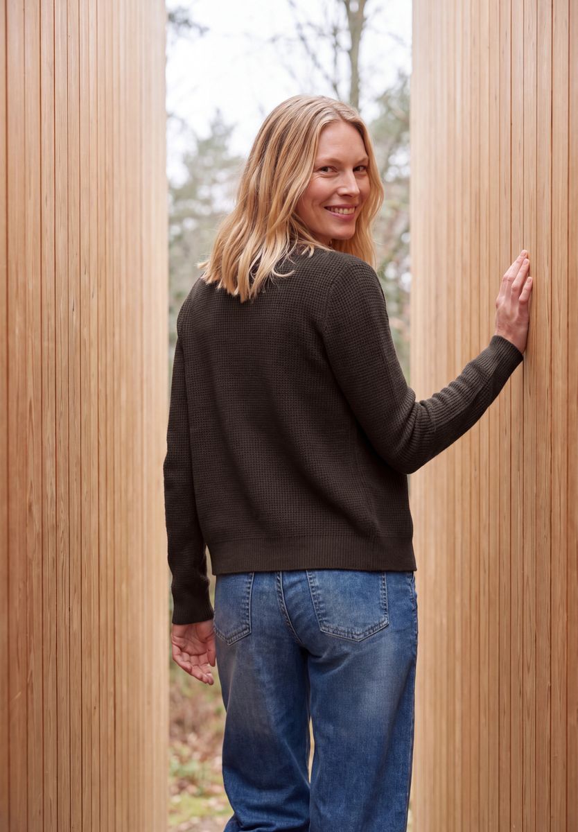 Cardigan mit Rundhals und Knopfleiste