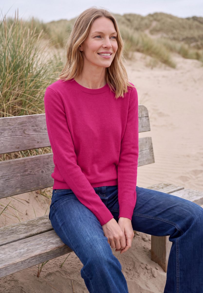 Pullover in Unifarbe mit Rundhals