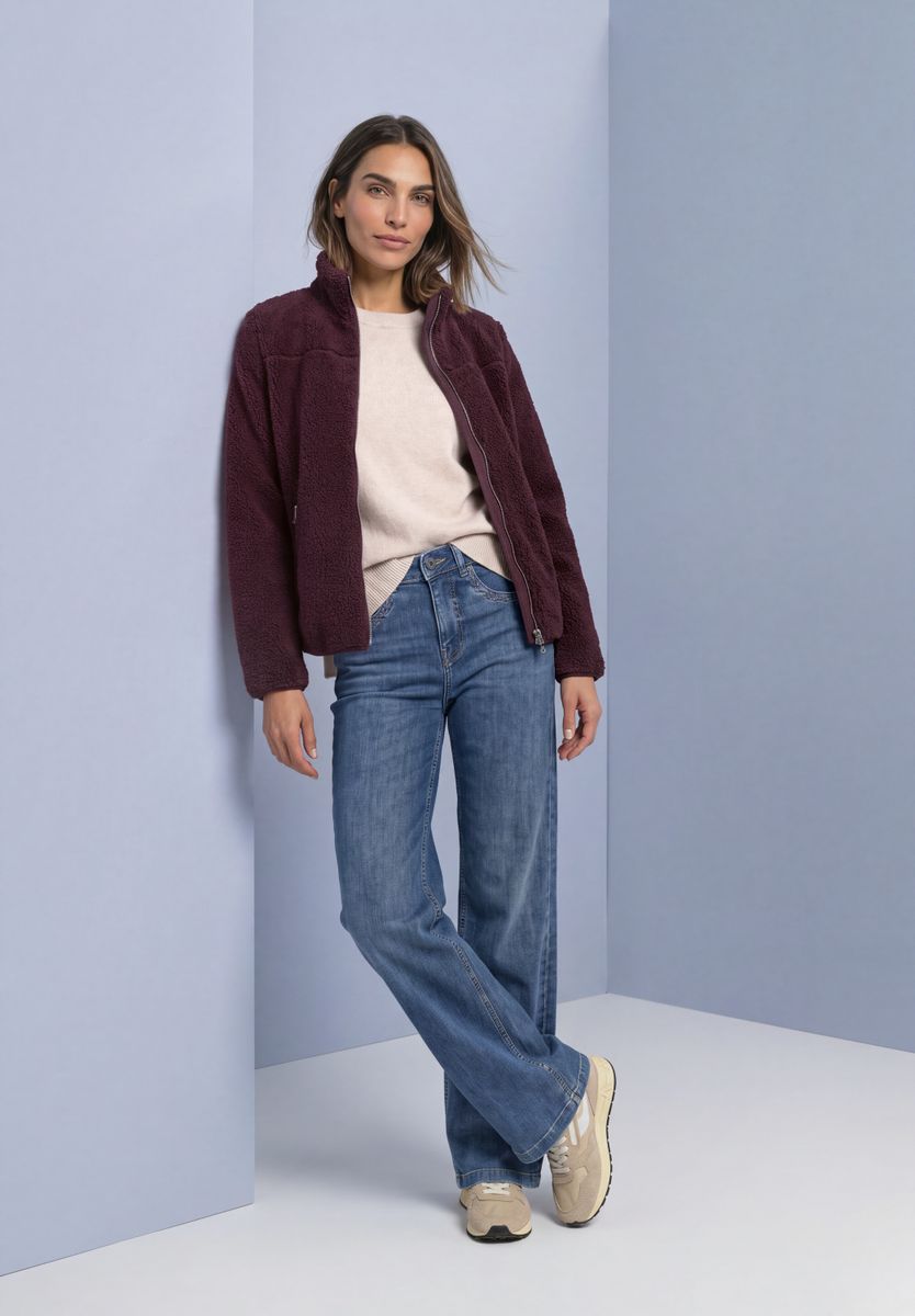 Teddy-Jacke mit Stehkragen und Zipper