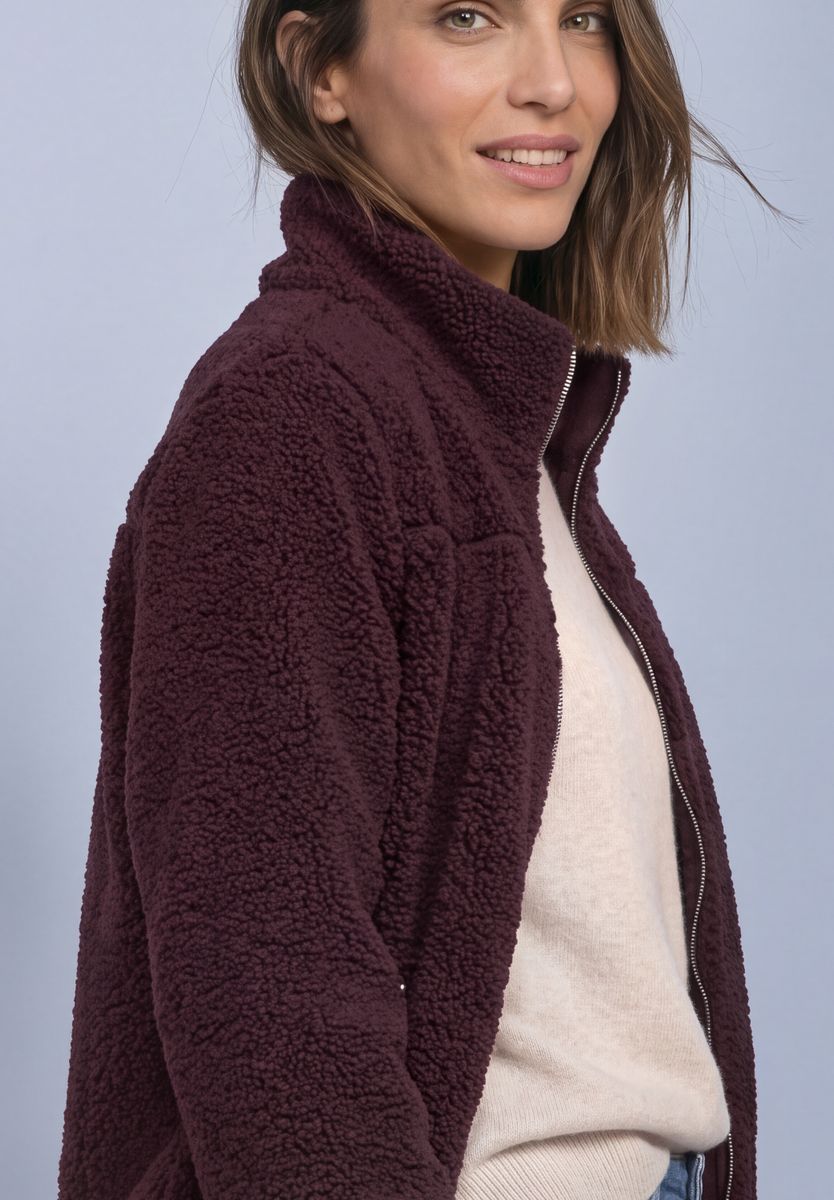 Teddy-Jacke mit Stehkragen und Zipper