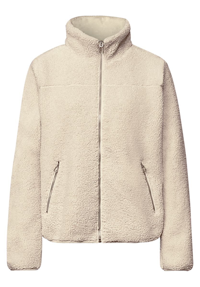 Teddy-Jacke mit Stehkragen und Zipper