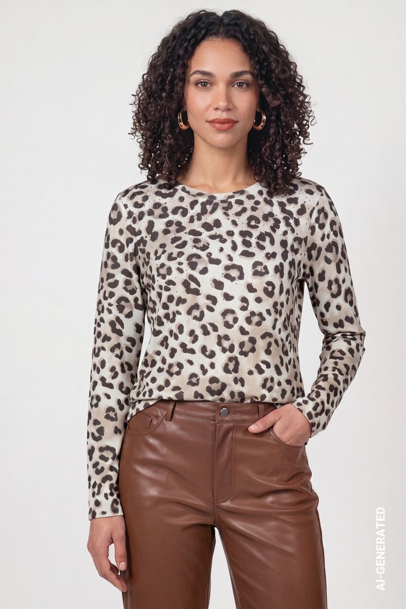 Langarmshirt mit Leo-Muster