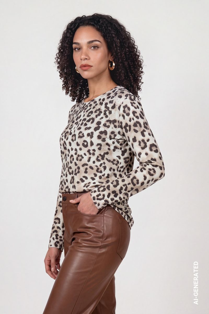 Langarmshirt mit Leo-Muster
