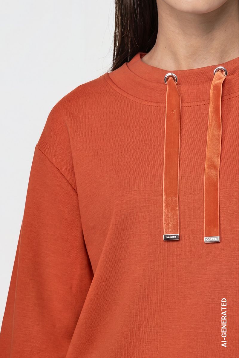 Sweatshirt mit samtigen Bindeband