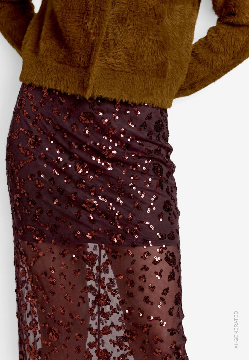 Damen Midirock  mit Pailletten