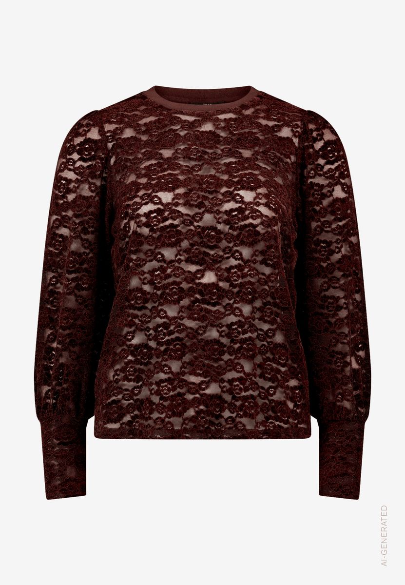 Damen Spitzenshirt mit Rundhalsausschnitt