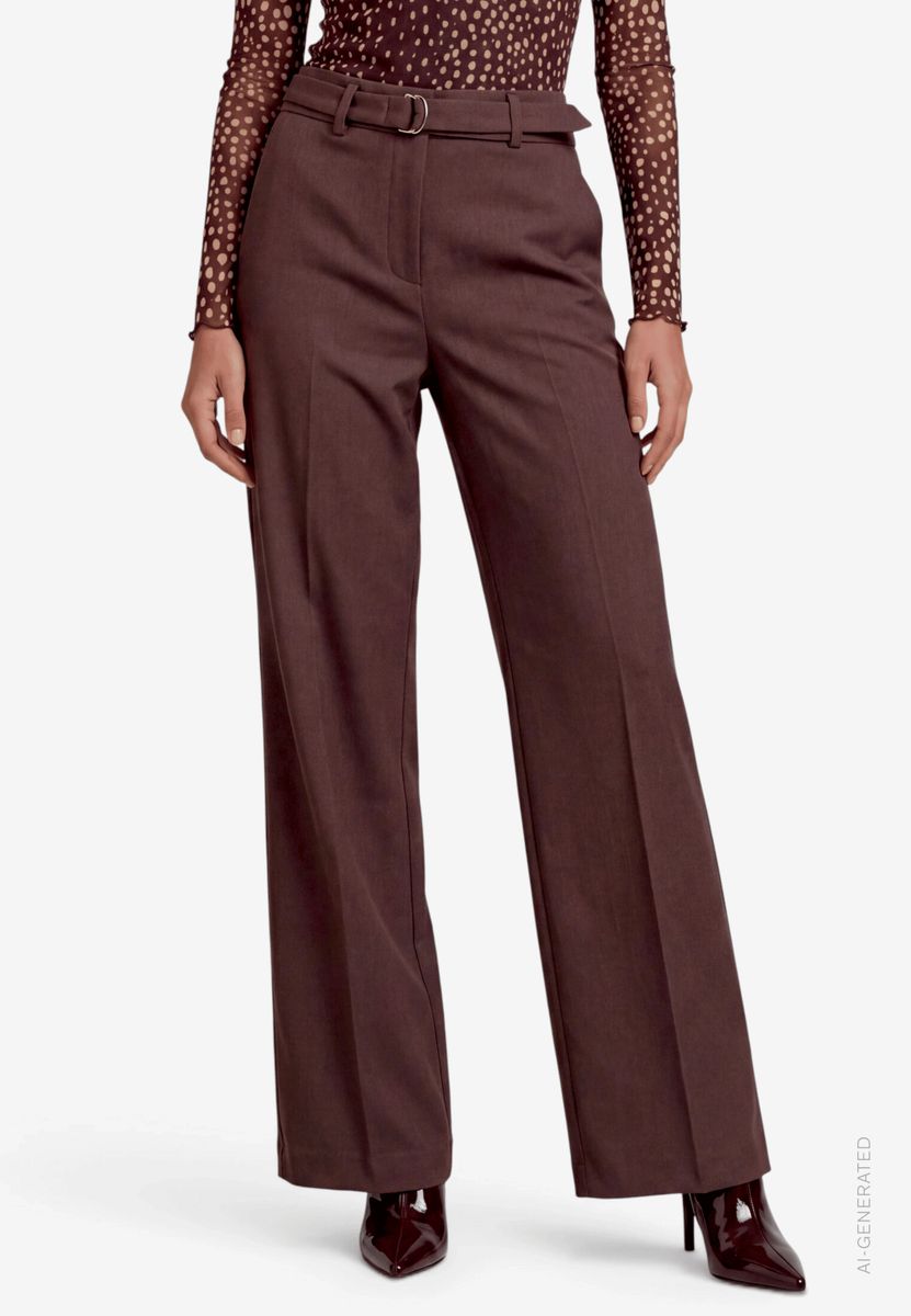 Damen Stoffhose  flared mit Gürtel