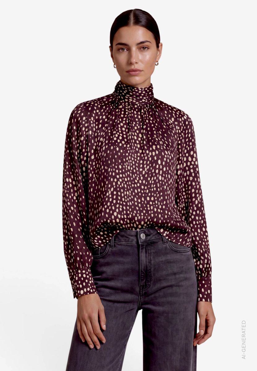 Damen Satin-Bluse  mit Punkten