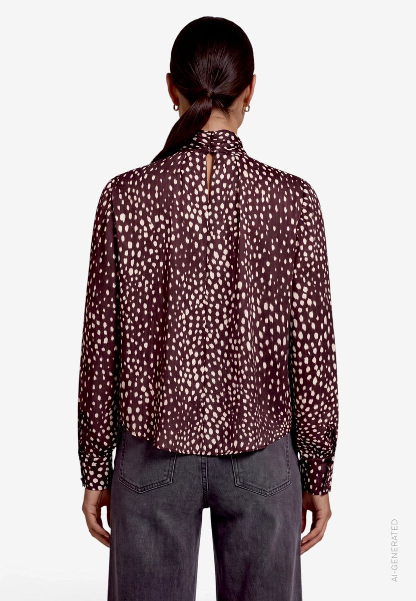 Damen Satin-Bluse  mit Punkten