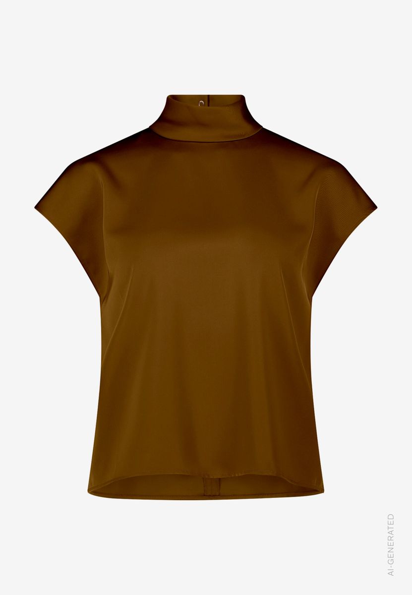 Damen Satin-Bluse  kurzarm mit Kragen
