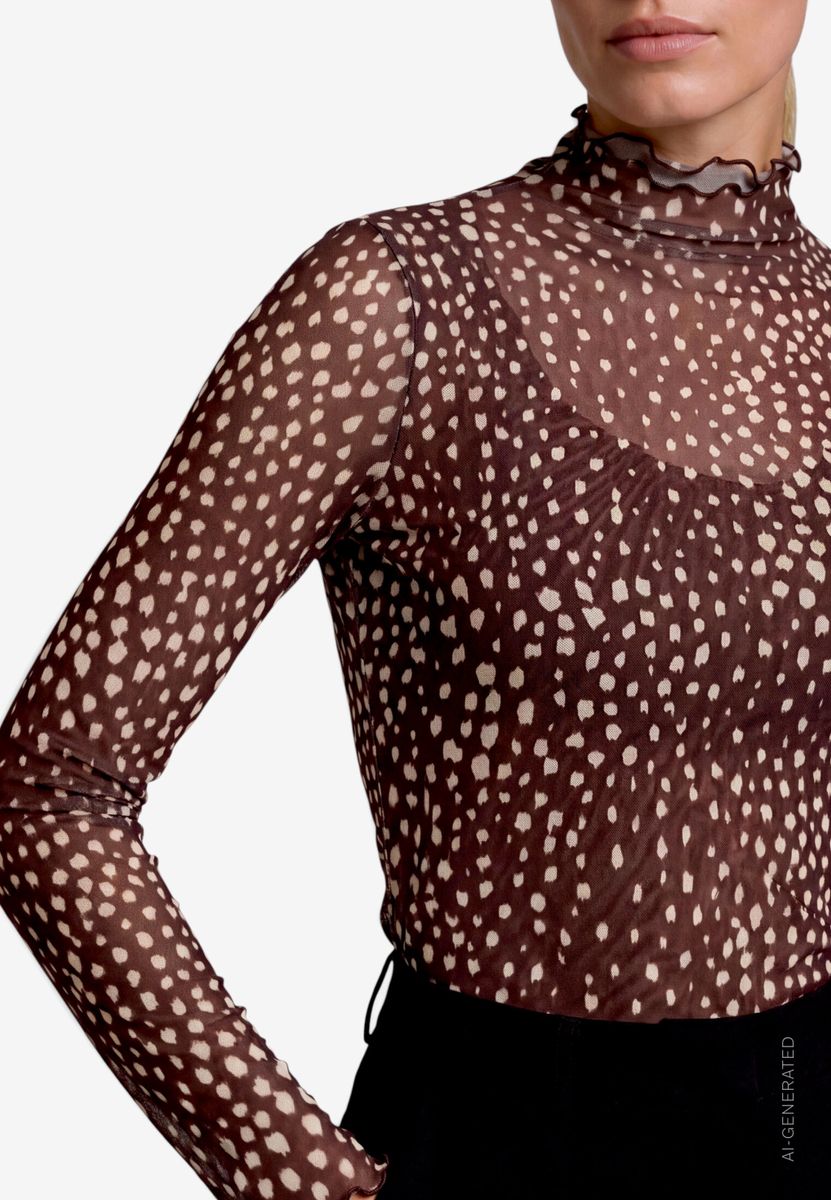 Damen Mesh-Shirt mit Punkten