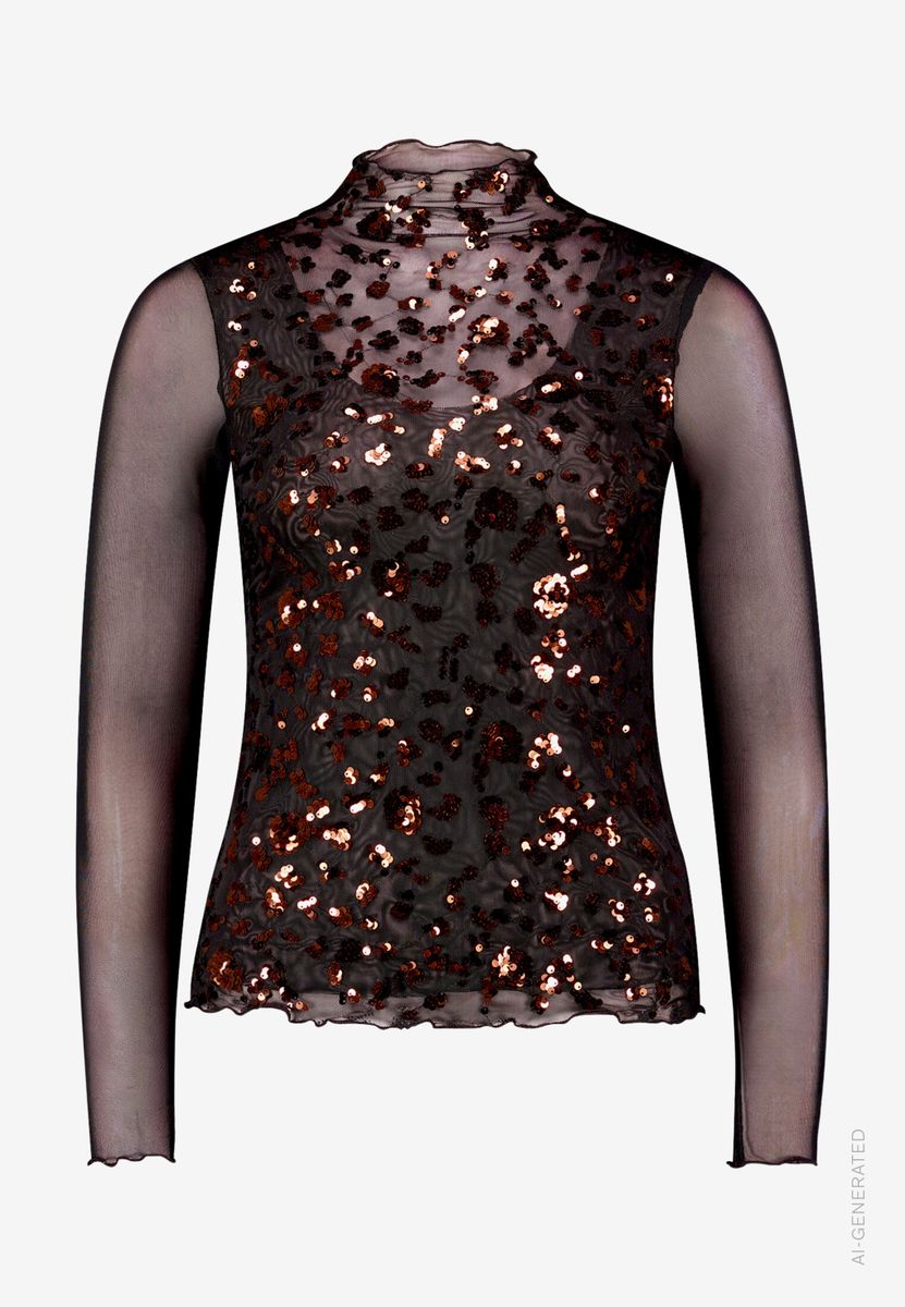 Damen Mesh-Shirt mit Pailletten