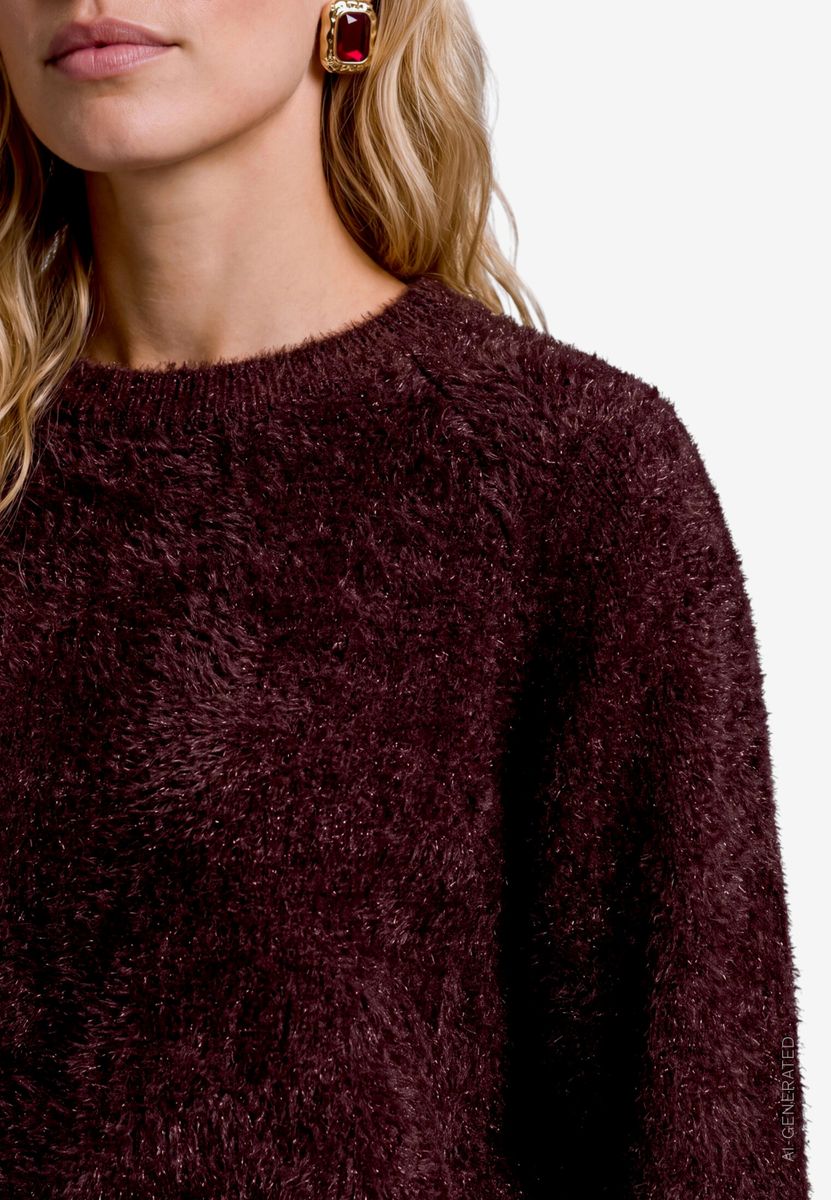 Damen flauschiger Pullover  mit Glitzer
