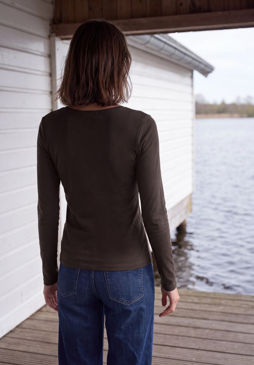 Basic Langarm Shirt mit Rundhals
