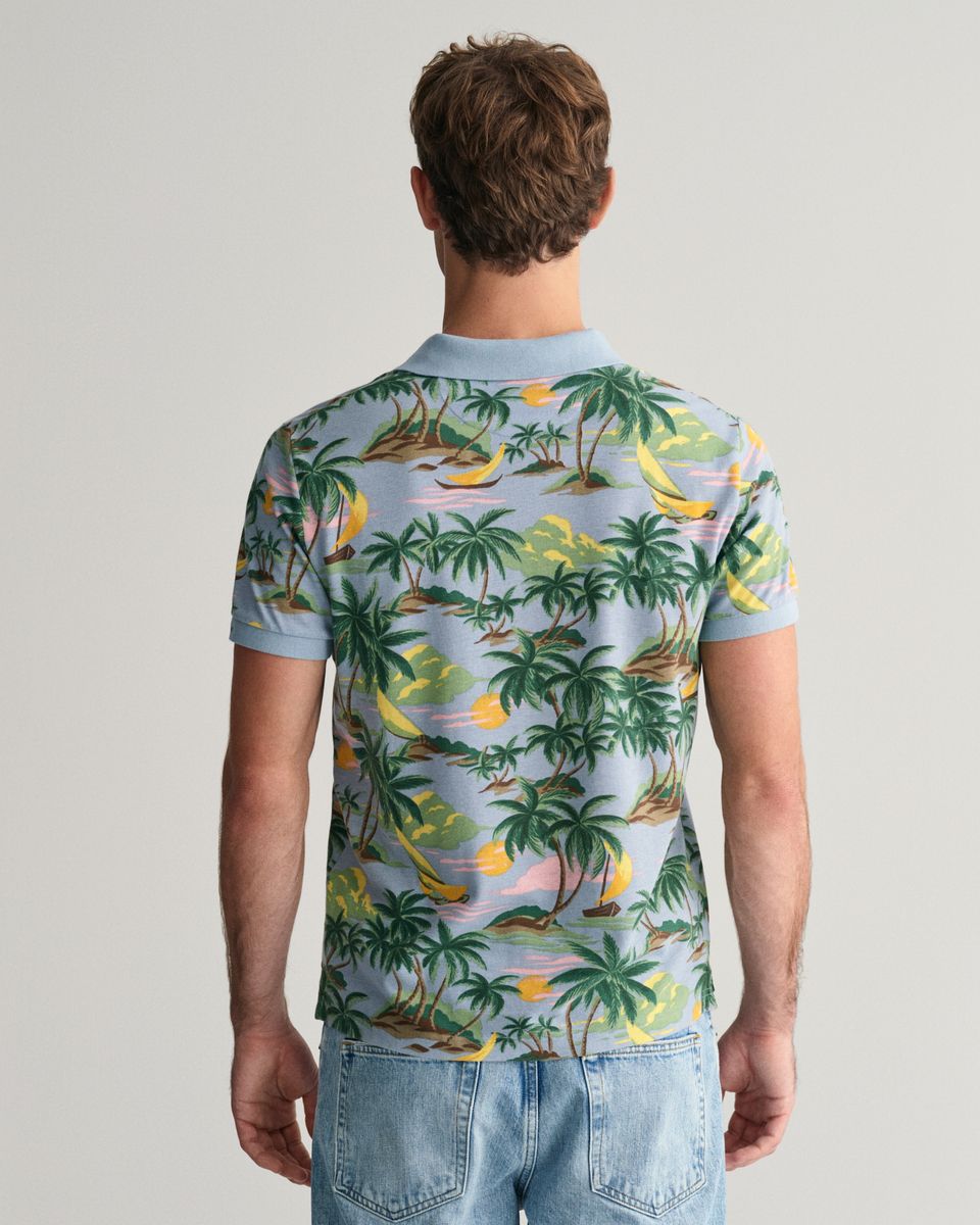 Hawaiian Print Poloshirt