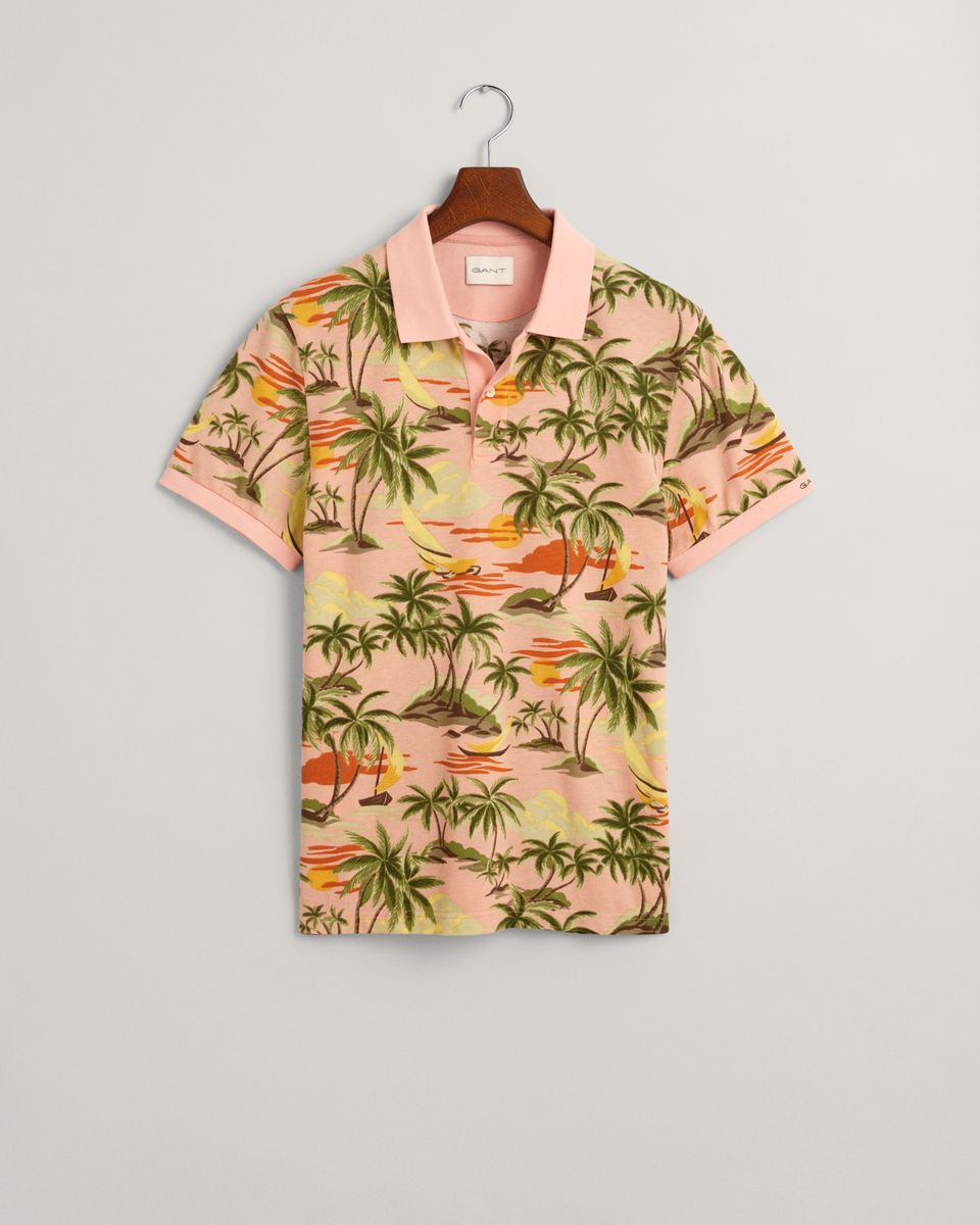 Hawaiian Print Poloshirt