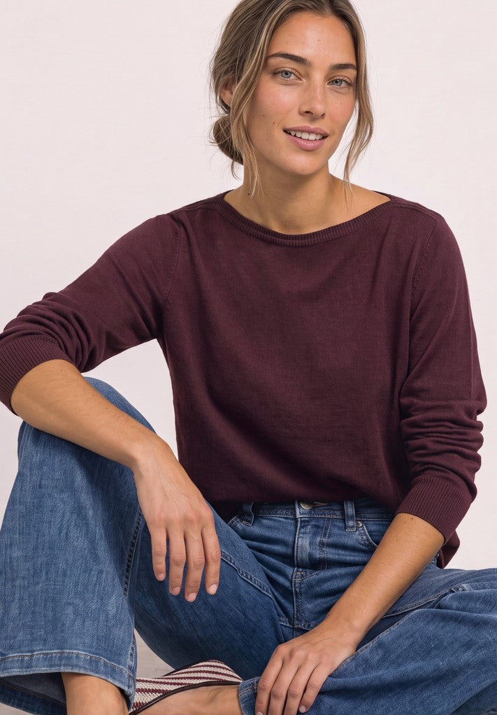 Street One Strickpullover mit U-Boot-Ausschnitt Rustic Rouge – Ansicht 2