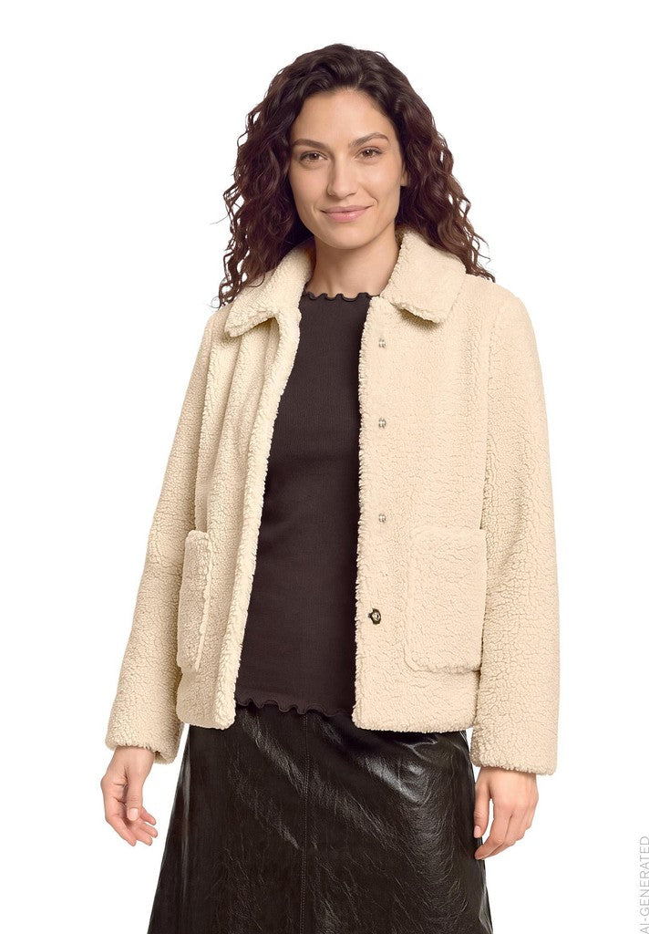 Cartoon Jacke PlUEsch Beige